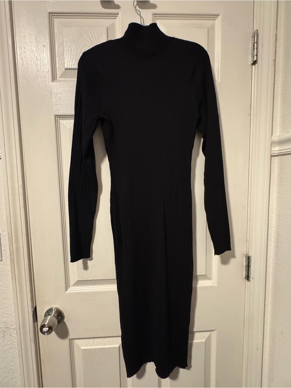 Fashion Nova Black Ribbed Mock Neck Maxi Dress
